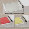 HOMCOM 2 Drawer Filing Cabinet, Vertical File Cabinet with Adjustable Hanging Bar for A4 and Letter Size, Steel Printer Stand for Home Office, Cream White