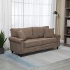 HOMCOM 3 Seater Sofa, Fabric Couch with Rubber Wood Legs, 3 Seater Settee with Extra Padded Cushions and Pillows for Living Room, 196W x 80.5D x 89H cm