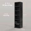 HOMCOM 204 CD Media Display Shelf Unit Set of 2 Blu-Ray Tower Rack w/ Adjustable Shelves Bookcase Storage Organiser, High Gloss Black