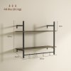 HOMCOM Floating Shelves, 80CM Wall Mounted Shelf with 4 Hooks, Rustic Wood Display Shelf for Living Room, Entryway, Bedroom, Grey