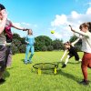 SPORTNOW Spike Ball Set, Mini Beach Games Set with Net, 3 Balls and Ball Pump, Portable with Carrying Bag for Outdoor Team Sports, Yellow