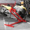 HOMCOM Folding Ride On Lawn Mower Jack Lift, 400 kg Adjustable Steel Lifting Device, Telescopic Maintenance Jack Lifter for Lawnmowers, ATVs, Red