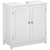 kleankin 60x60cm Under-Sink Storage Cabinet w/ Adjustable Shelf Handles Drain Hole Bathroom Cabinet Space Saver Organizer White