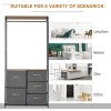 HOMCOM Chest of Drawers with Coat rack Steel Frame 5 Drawers  Bedroom Hallway Home Furniture Black Brown