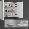 kleankin LED Lighted Bathroom Mirror Cabinet, Wall Mounted Bathroom Storage Cupboard with Adjustable Shelf, USB Powered, 90W x 15D x 70Hcm, High Gloss White