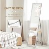 HOMCOM Full Length Mirror Free Standing Mirror Dressing Mirror with PS Frame Modern Wall Mirror for Living Room and Bedroom 34 x 144cm, Silver