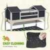 PawHut Tortoise House, Wooden Tortoise Enclosure with Adjustable Lamp Holder, Tortoise Table with Openable Lid, Dual Main Houses, Storage Shelf, Basking Area, Fixed Tray - Grey
