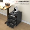 HOMCOM 3-Drawer Filing Cabinet, Mobile File Cabinet for Home Office, Small Rolling Filing Cabinet, Printer Stand, Under Desk File Cabinet for A4, Letter-Size Files, Black Wood Grain