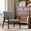 HOMCOM Fabric Accent Chair, Modern Tufted Armchair for Bedroom, Living Room, Upholstered Lounge Chair with Wood Legs, Grey