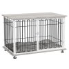 PawHut Dog Crate Furniture, Indoor Dog Kennel Side End Table with Soft Washable Cushion, Lockable Door, for Large Dogs