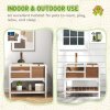 PawHut Tortoise House w/ Shelf, Small Pet Reptile Wooden House w/ Hide Shelter Den and Run, Lamp Holder, Tray, for Indoors, Outdoors - Brown