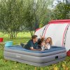 Outsunny King Size Air Bed with Built-in Pump, Inflatable Mattress with Carry Bag, Flocked Surface, Blow Up Airbed for Guest, Camping, Travel, 203 x 152 x 46cm, Blue and Grey