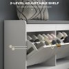HOMCOM Shoe Storage Bench, Narrow Shoe Bench with 2 Flip Drawers, Seating Cushion and 2 Vents for 8 Pairs of Shoes for Entryway, Hallway, White