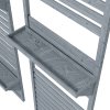 Outsunny Set of 2 Wall Mounted Plant Stand with Trellis, 170cm Wooden Plant Rack with Hanging Planter Shelves and Slatted Trellis for Climbing Plants, for Patio, Balcony, Porch, Grey