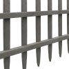 Outsunny Decorative Garden Fencing, 4PCs Outdoor Fence Panels, Wooden Landscape Flower Bed Border Edging, Grey