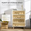 HOMCOM Modern Shoe Cabinet Storage Organizer with Doors and Shelves for Hallway & Entryway, 60L x 30W x 92Hcm, White