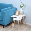 HOMCOM Nesting Coffee Table, Set of 2 Side Tables, Stacking End Tables with Solid Wood Legs, for Living Room Bedroom