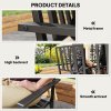 Outsunny Set of 4 Garden Chairs, Stackable Outdoor Chairs with Metal Slatted Seat & Backrest, for Yard, Garden, Black