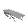 Outsunny Camping Bed for Adults, Single Folding Camp Bed, Padded Portable Camping Cot for Sleeping, with Carry Bag, Side Pocket and Cup Holder for Outdoor, Travel, Fishing, Black