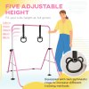 HOMCOM Kids Gymnastics Bar, Horizontal Bar for Kids, Adjustable Height Folding Gymnastics Equipment with Gymnastic Rings, Non-slip Rubber Floor Rings, for Home, Flat, Pink