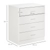 HOMCOM Chest of Drawers, 4 Drawers Storage Cabinet with Metal Rails, Anti-Tip for Playroom, Nursery Room, Hallway, etc