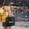 Outsunny Reversible Outdoor Rug with LED String Lights, Waterproof Plastic Straw Mat with Carry Bag for Garden, Deck, RV, Picnic, Beach, Camping, 182 x 274cm, Black and Coffee