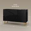 HOMCOM Storage Cabinet with High Gloss, Freestanding Sideboard with Adjustable Shelves, Soft-Close Doors and Gold Tone Hairpin Legs for Living Room, Dining Room, Hallway, Black