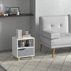 HOMCOM Bedside Table Nightstand with Drawer and Shelf, Side End Table with Wood Legs for Bedroom, White and Grey