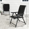Outsunny Set of 2 Folding Chair, Garden Chair Set with Breathable Mesh Back and Seat, Outdoor Camping Chairs with Armrests, Steel Frame for Deck Balcony, Black