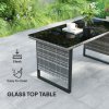 Outsunny 9 Piece Rattan Garden Furniture Set, 8 Seater Garden Corner Sofa with Cushions and Glass Top Table, Sectional Outdoor Furniture Conservatory Set for Patio, Light Grey