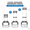 HOMCOM Aluminium Folding Hand Truck Trolley, Heavy Duty Foldable Sack Cart with Adjustable Telescoping Handle, 70KG Load Capacity