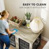 PawHut Dog Crate Furniture, Dog Cage with Soft Washable Cushion, Furniture-Style Pet Kennel Indoor House End Side Table for Small Medium Large Breeds, 100 x 60 x 73.5 cm, Grey