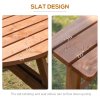 Outsunny 8 Seater Wooden Picnic Table and Garden Benches Set, Round Garden Dining Set with 4 Benches and Umbrella Hole Outdoor Garden Park, Brownish Red