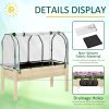 Outsunny Raised Garden Bed with PE Greenhouse Cover, Outdoor Elevated Wood Planter Box for Herbs and Vegetables, Use for Patio, Garden, Balcony, 121 x 55 x 117cm, Nature Wood Finish