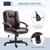 HOMCOM Office Chair, Computer Desk Chair, Mid Back Executive Chair with Adjustable Height and Swivel Rolling Wheels for Home Study, Brown