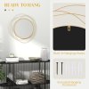 HOMCOM Metal Wall Art 65cm Modern Decorative Mirror Decor Hanging Home Wall Sculptures for Living Room Bedroom Dining Room, Gold