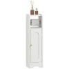 HOMCOM Small Bathroom Storage Cabinet, Freestanding Toilet Roll Holder, Slim Bathroom Cabinet with Adjustable Shelf for Small Spaces, White