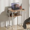 HOMCOM Folding Desk with Storage Shelf and Bag, 63 cm Foldable Computer Desk for Small Spaces, Space Saving Writing Table on Wheels for Home Office, Bedroom, Easy Assembly, Natural Wood Finish