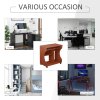 HOMCOM Computer Desk with Sliding Keyboard Tray, Mobile Home Office Desk, Study Table with Storage Shelves, PC Desk on Wheels, Cherry Wood Colour