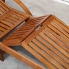 Outsunny Folding Wooden Sun Lounger, 4-Level Adjustable Garden Lounger Recliner with Side Tray and Wheels, Outdoor Reclining Sunbed with Slatted Seat and Armrests for Patio, Terrace, Teak
