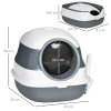 PawHut Foldable Cat Litter Box with Lid, Hooded Cat Litter Tray with High Sides, Air Freshener, Large Two-Way Entrance, Scoop, White