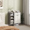HOMCOM Shoe Cabinet, Hallway Shoe Storage Cabinet with 4-Tier Open Shelf, Double Doors and 3 Adjustable Shelves for 12 Pairs of Shoes, Graphite Wood Effect