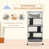 PawHut Small Animal Cage with Wheels Pet Home for Chinchillas Ferrets Kittens, with Hammock, 4 Platforms, Removable Tray, Light Grey