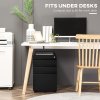 Vinsetto 3-Drawer Filing Cabinet with Lock, Mobile Steel File Cabinet for A4, Legal and Letter Size, Under Desk Drawers with Pre-Assembled Body for Home Office, 39 x 48 x 60 cm, Black