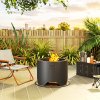 Outsunny Outdoor Round Fire Pit with Lid, Wood Burning Firepit with Fire Poker and Floor Mat for Patio Bonfire BBQ Camping, Black