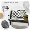 Outsunny 2-Seater Outdoor Garden Bench Cast Iron Antique Park Loveseat Chair with Armrest for Yard, Lawn, Porch, Patio, Steel