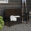 Outsunny 2 Seater Rattan Garden Bench, Outdoor Bench with Quick-Drying Cotton Padding, Wicker Garden Loveseat with Armrests, Steel Frame for Patio, Park, Mixed Brown