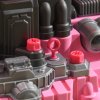 HOMCOM Kids Truck Engine Toy Set Toddler Educational Car Service Station w/ RC Car Key Steering Wheel Horn Light, Mechanic Gifts for Ages 3-5 Years - Pink