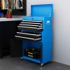 HOMCOM Tool Chest, Metal Tool Cabinet on Wheels with 6 Drawers, Pegboard, Top Chest and Roller Cabinet Combo, 61.6 x 33 x 108cm, Blue