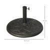 Outsunny 19KG Resin Umbrella Base Garden Parasol Base Stand Round Sun Shade Holder Suitable For Pole Between 38mm to 48mm